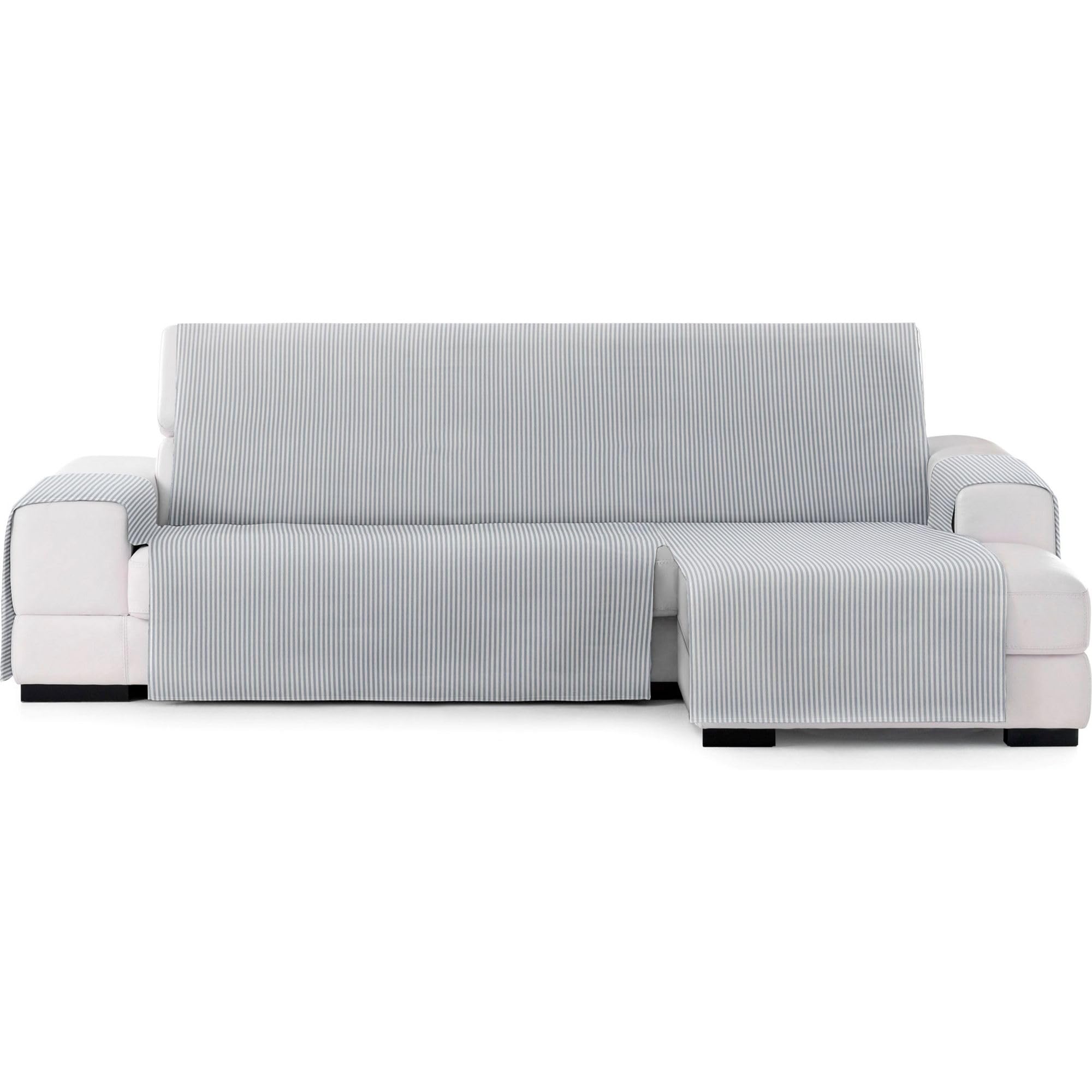 ECOMMERC3 | Chaise Longue Sofa Cover with Elastic Bands for Left/Right Chaise Lounge – Chaise Sofa Cover Ecru/Grey Adjustable and Versatile for Chaise Longue Sofas, Total Protection