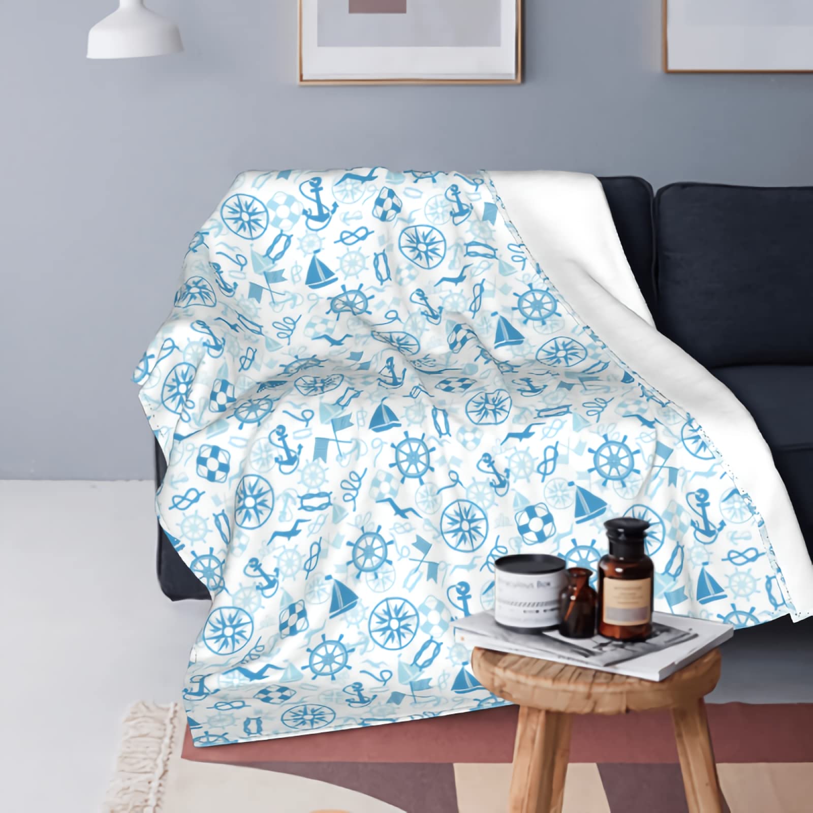 Amazon.com: Minimalist Nautical Compass Throw Blanket All Season Home Warm  Plush Cozy Soft Blankets for Chair/Tatami/Bed/Couch/Sofa 60x50 :  Everything Else