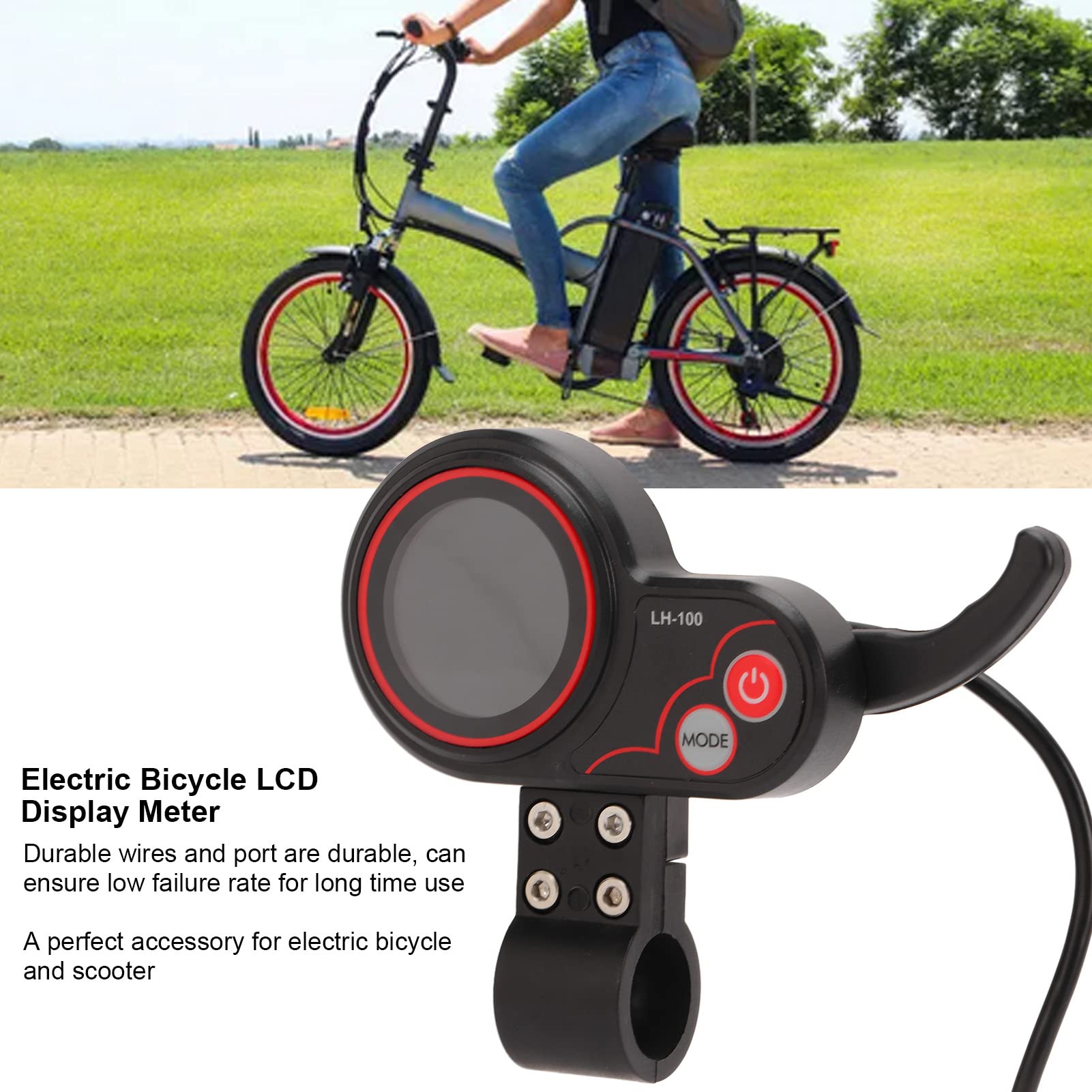 Yuecoom Electric Bicycle LCD Display Meter with 5P Waterproof Connector Easy to Install and Use 24V 36V 48V 60V Control Panel for 22.2mm Electric Scooter