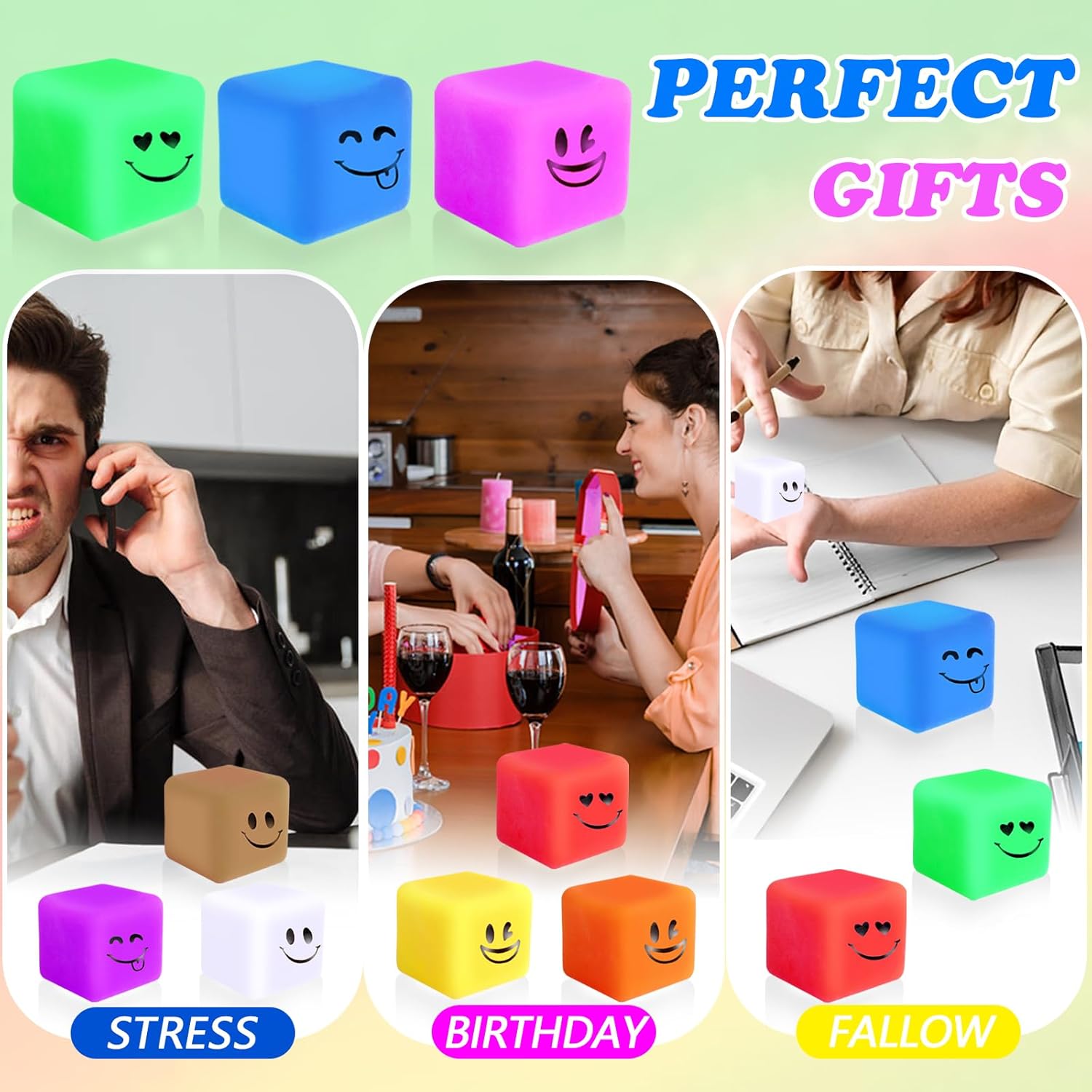 28 Pcs Slow Rising Stress Cube Fidget Toys| Fidget Stress Taba Squishy Cube Toys| Squishy Balls Sensory Squeeze Stretch Fidget Balls| for Adults Stress Relief
