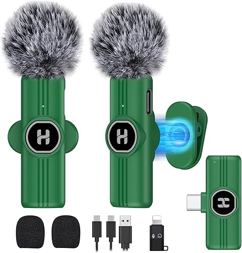 Miniatura 12 de Mini micrófono inalámbrico Lavalier para iPhone iPad Android con conector Lightning/USB-C, micrófono de solapa con reducción de ruido de tiempo de