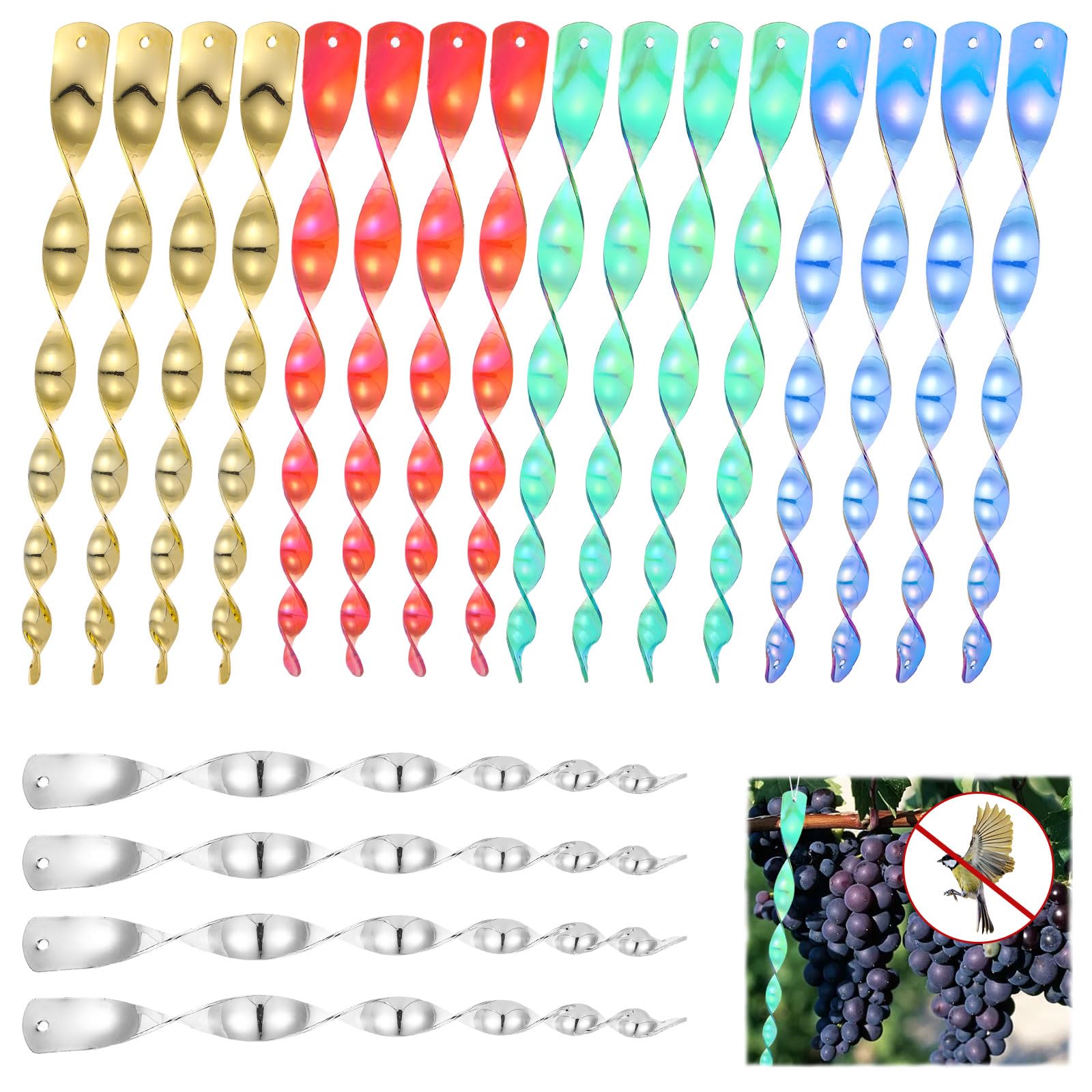Photo 1 of 20 PCS Woodpecker Deterrent for House,Reflective Scare Rods,Bird Repellent Devices Outdoor,Bird Deterrents for Outside to Keep Birds Away from House Window Patio Yard Garden(Colorful