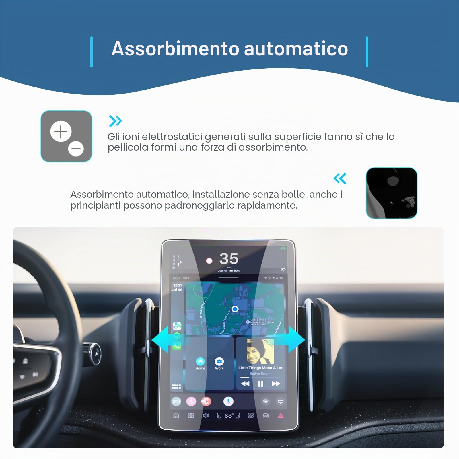 GAFAT Compatibile con Volvo EX30 2024-2026 2027 12,3" Pellicola Protettiva per Navigation, 12,3" Protettiva Vetro Temperato per Nuovo EX 30 2025 Display TouchScreen Navi GPS, Antiurto, 9H Anti-Graffio
