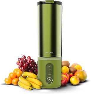 Cecotec Tragbarer Smoothie Maker Power Titanium Shake2Go Olive Steel. 180 W, 600 ml Metallbecher BPA-frei, 3 Automatikprogramme, USB-C, robustes Metallgehäuse, Trinkfertige Smoothies für Unterwegs