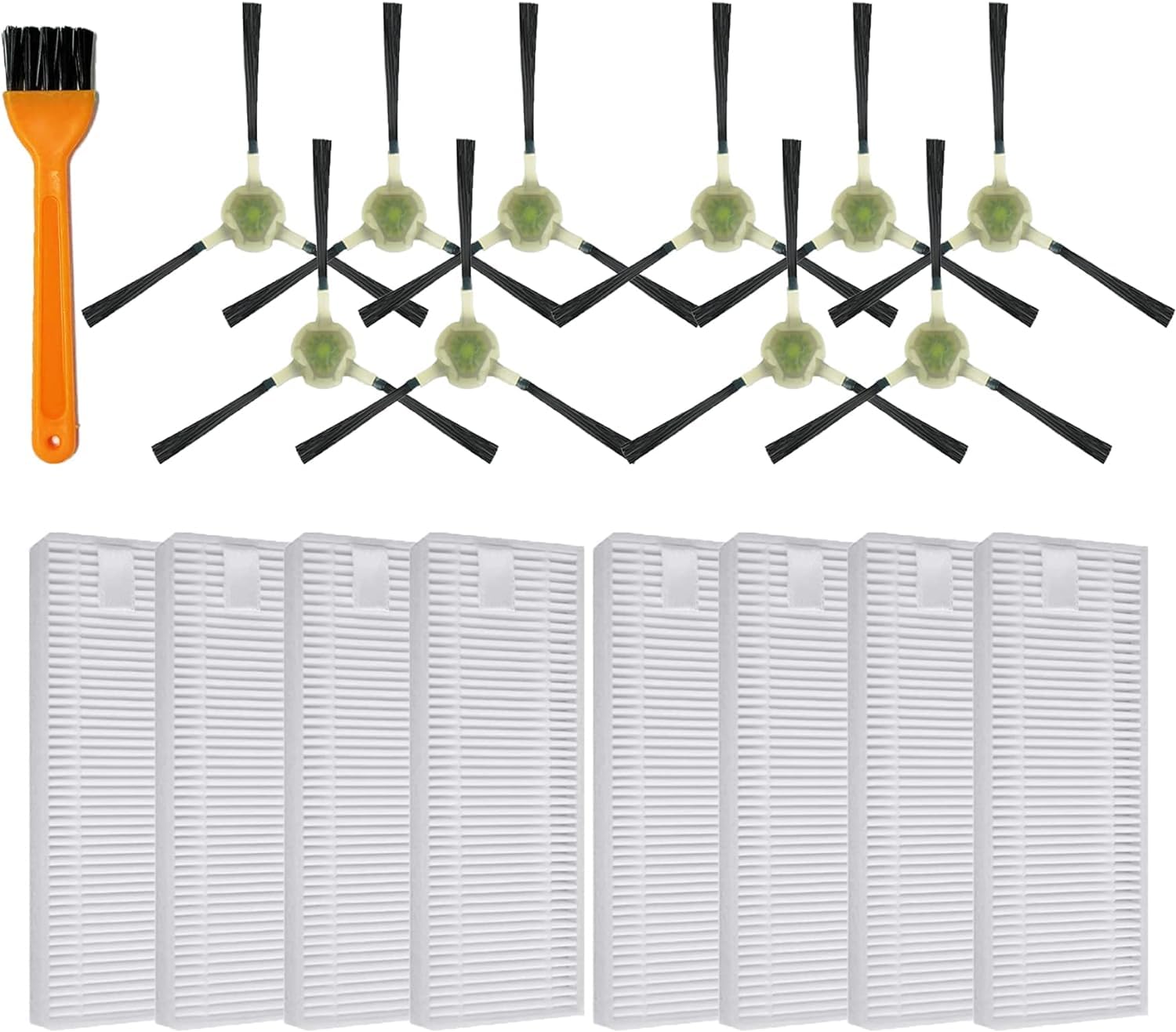 16 Pack Filter and Brush Replacement Parts Compatible with OKP Life K2 K3 K3A K4 K5 and for Lefant M210 M210B M210S M213 M213S N1 Robot Vacuum Cleaner, 8 Side Sweep Edge Brush, 8 HEPA Filter