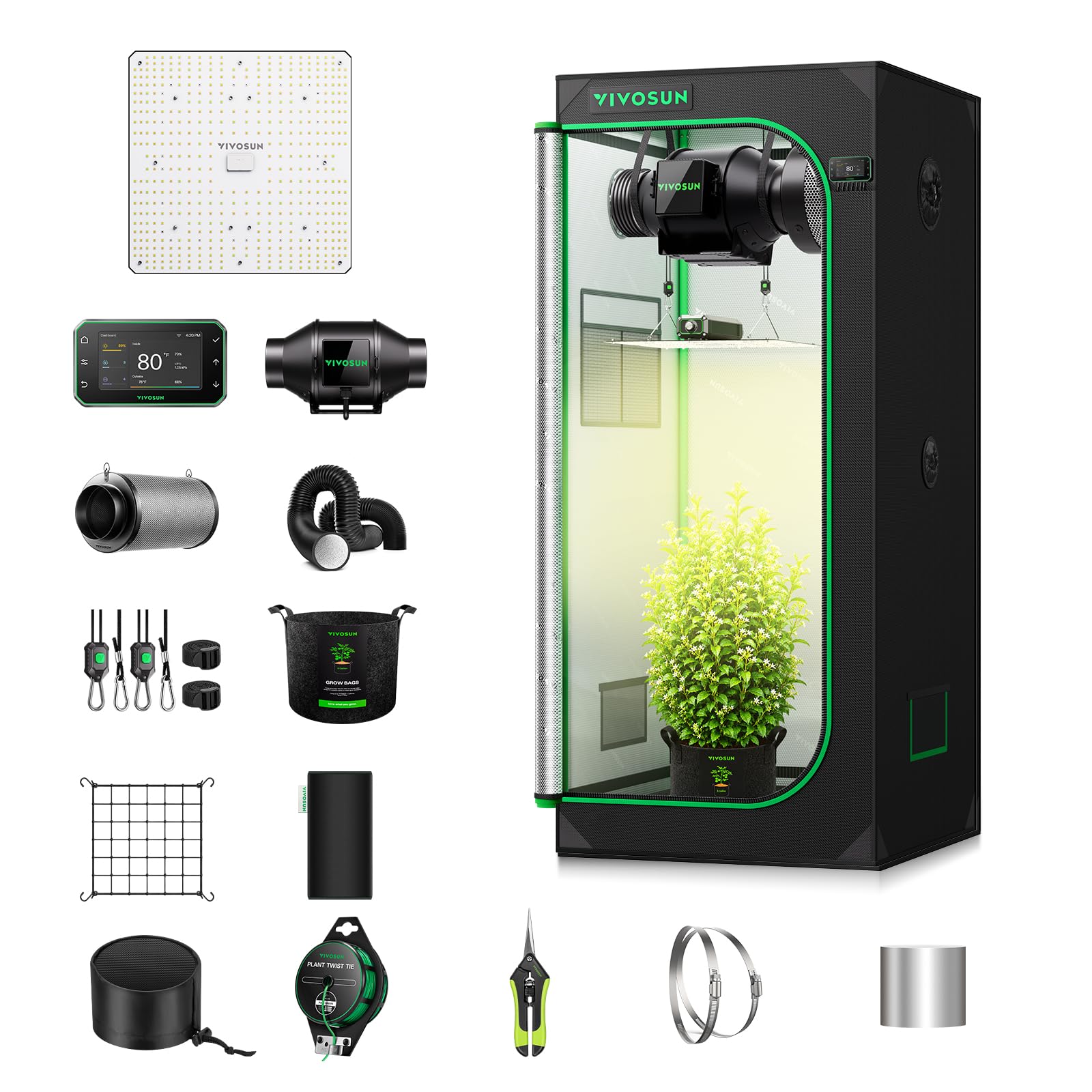 VIVOSUN 2.3x2.3ft Grow Tent Kit 150W Light Complete Smart Grow System