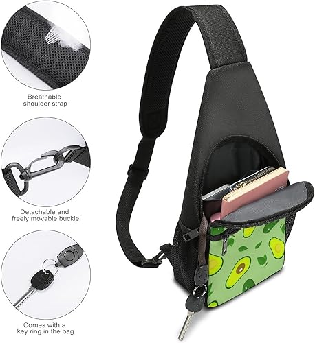 Miniatura 4 de Healthy Avocado Print Sling Bag Casual Chest Bag Daypack Unisex Crossbody Backpack for Travel Sports Outdoors