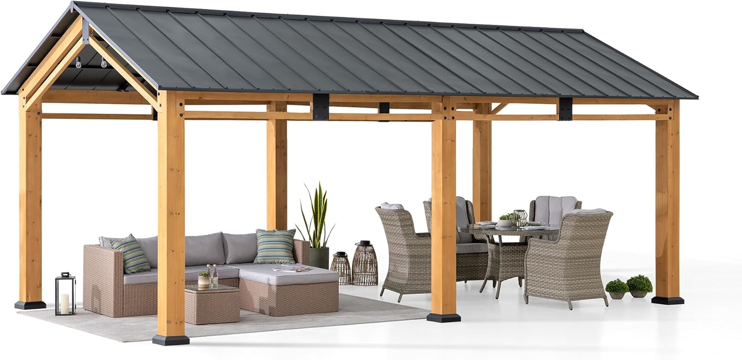 Sunjoy Carport 11 ft. x 20 ft. Standard Wood Gazebo