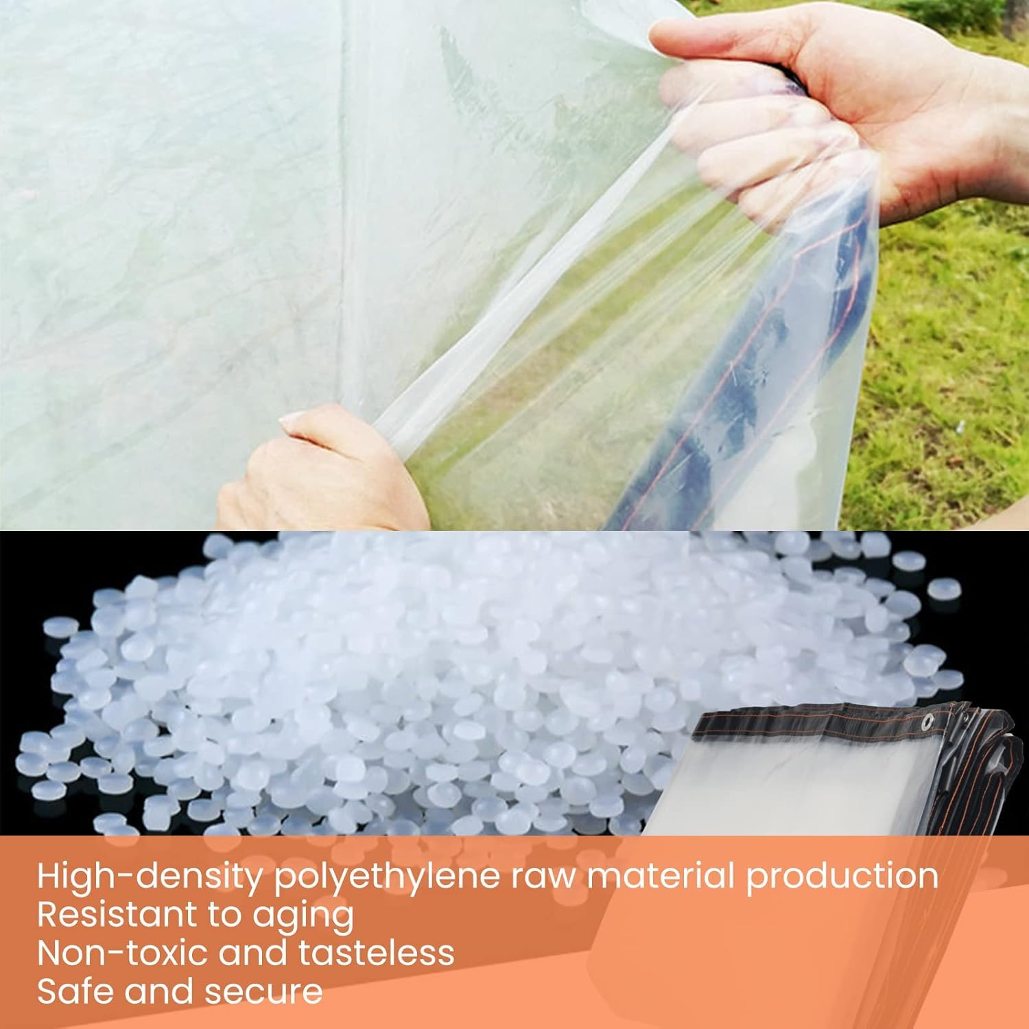 3x6M Lona Impermeable Transparente con Ojales Plasticos | Lona Transparente Exterior para Exteriores, Impermeable, Aislamiento de Plantas, Resistente al Polvo