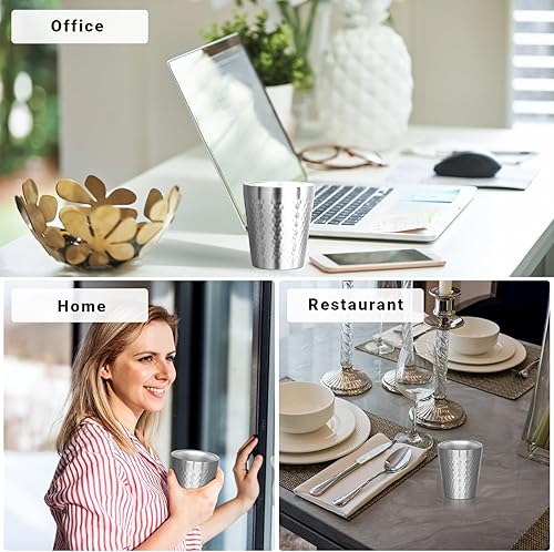 Miniatura 6 de Vasos de acero inoxidable de doble pared, vaso aislado de 10 onzas, paquete de 4 vasos de agua irrompibles apilables con aislamiento al vacío, vasos