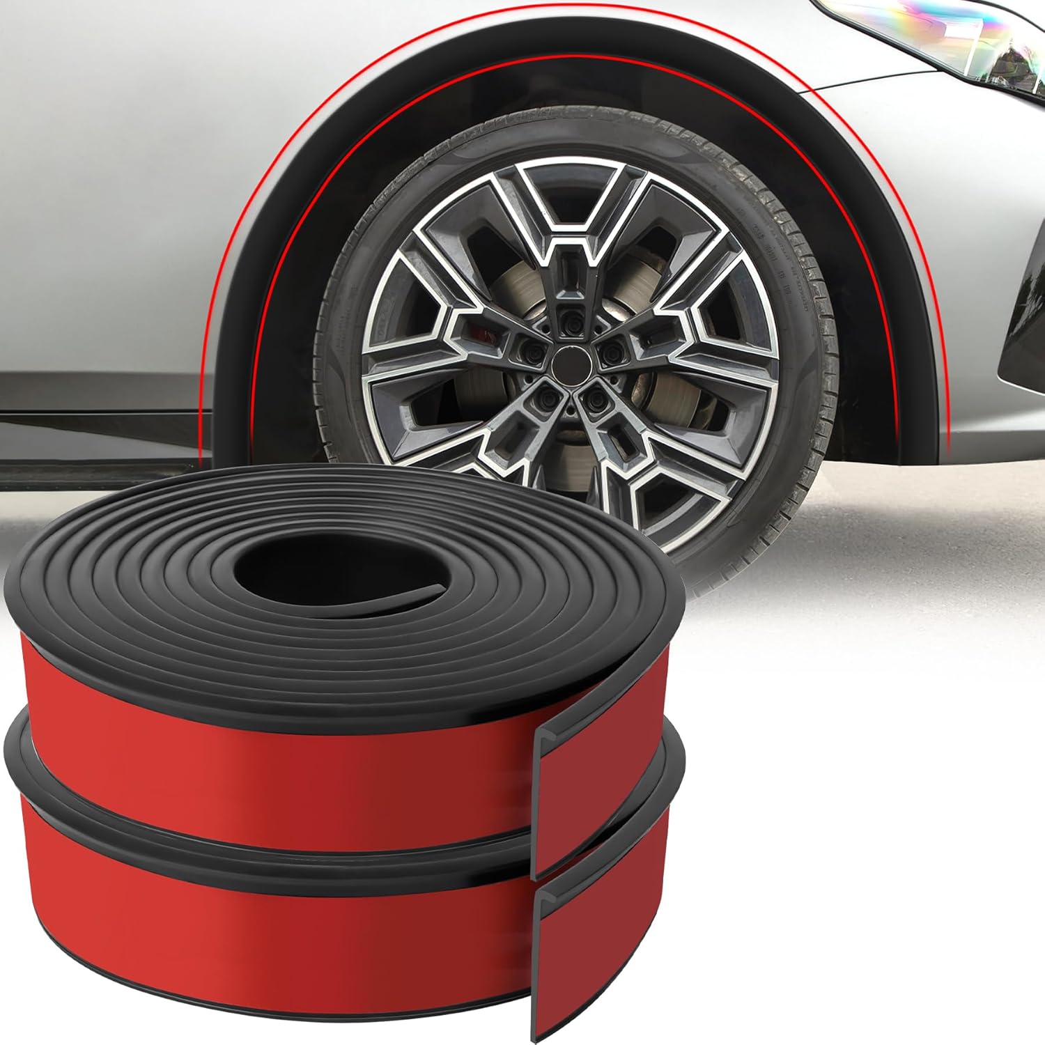 2PCS Car Wheel Eyebrow Arch Trim, Fender Flares Protector, Rubber Wheel Eyebrow Anti-Collision Strip, Self-Adhesive Arch Trim Lips Strip Fit for Car SUV Truck Fender Flare Edge Trim (5.5CM,11.5FT)
