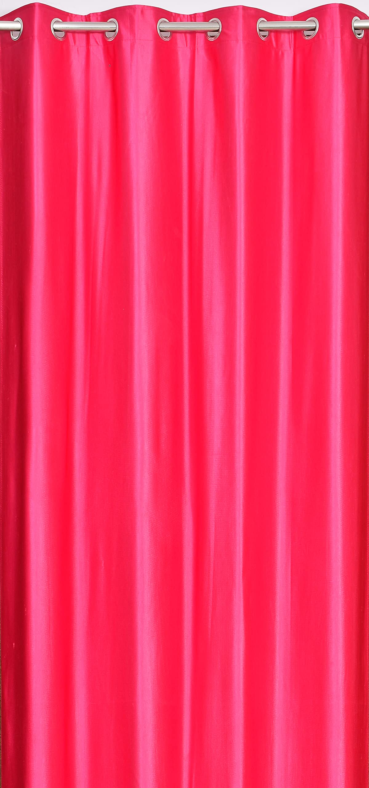 YUKANY Eyelet Polyester Modern Solid Crush Set of 3 Pcs. Door Curtains (7 Feet, 2 Rani Pink + 1 Cream) 2