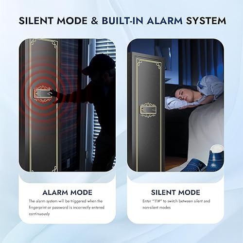 Miniatura 5 de Karini Caja fuerte biométrica para pistolas 10-15 para rifles y pistolas, cajas fuertes para rifle de huellas dactilares para el hogar, gabinete