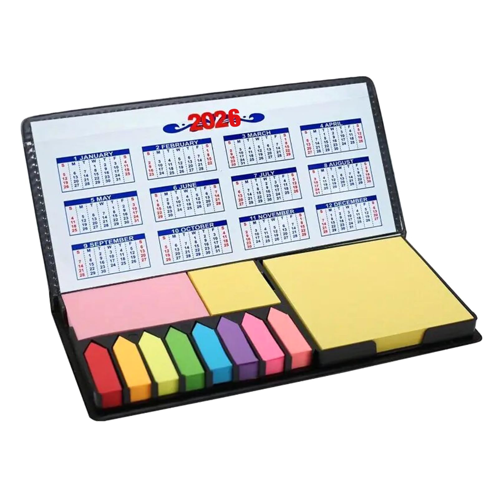 Tsophreniq Practical Sticky Notes Collection with Calendar Feature in PU Packaging Gluey Record with Strong Adhesive