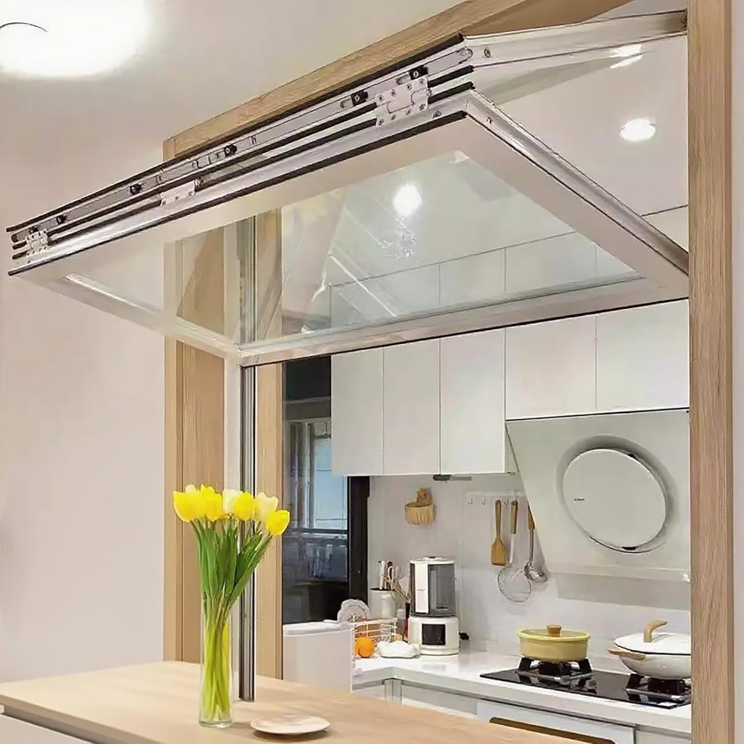 Foldable Sliding Windows with Reinforced Glass & Locks, Aluminum Concession Window Food Truck Double Hung Service Outdoor Windows Customizable(28x30in/71x76cm)