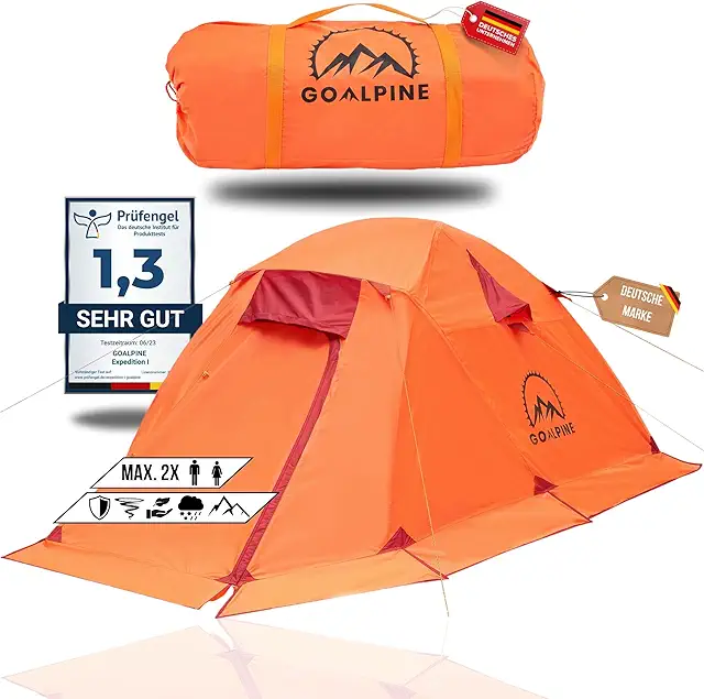 GOALPINE® Stort Tält för 1-2 Personer | Vattentät 4000mm | Ultralätt | 4 Årstider