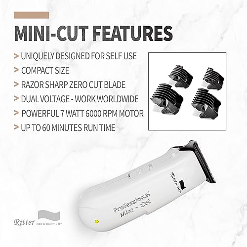 Miniatura 4 de Ritter H&B.C - Cortadora de pelo profesional para calvicie, cortadora de barba de 0.000 in, rasuradora de calavera, hoja en T de acero al carbono