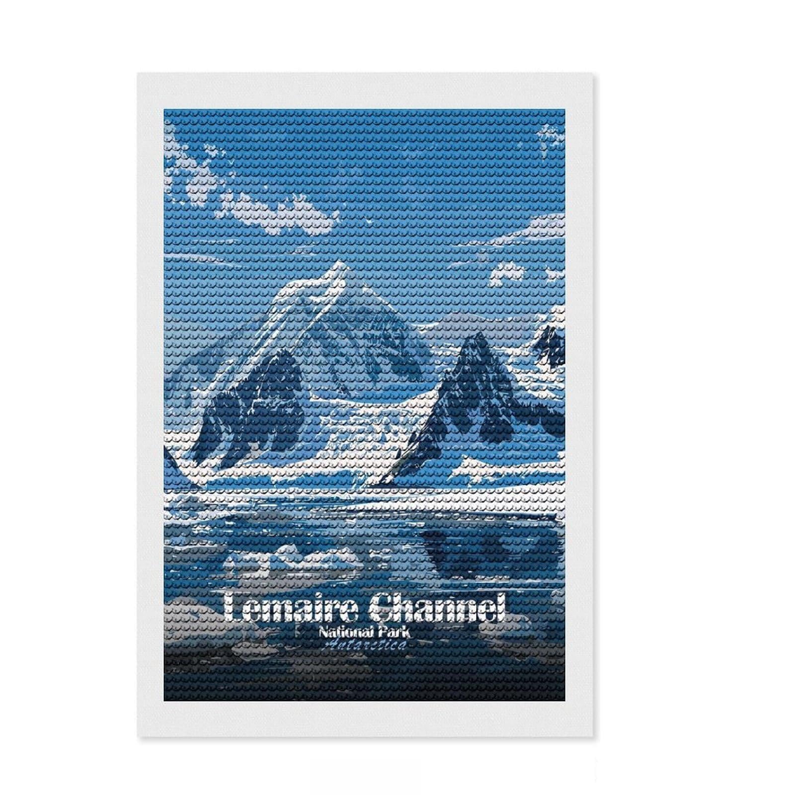 Junmoney Lemaire Channel Antarctica National Park Round Drill Diamond Painting 8"x12", Easy to Enjoy, Stress Relief Craft, Bedroom Decor, Thoughtful Handmade Gift