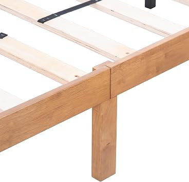 King Size Solid Wood Platform Bed, No Box Spring Needed, Strong Wood Slat Support, Easy Assembly