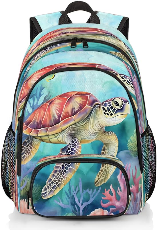 Sea Turtles Ocean Tortoise Laptop Backpack for Women Men, 18.3 Inch Large Computer Backpacks Fashion Teacher Nurse Bag Casual Daypack for Work Travel