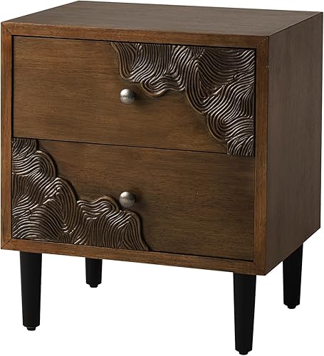 Miniatura 93 de COSIEST Mesita de noche, mesa auxiliar rústica con 3 cajones, mesita de noche de madera vintage con patas sólidas, mesa auxiliar moderna para Patrón