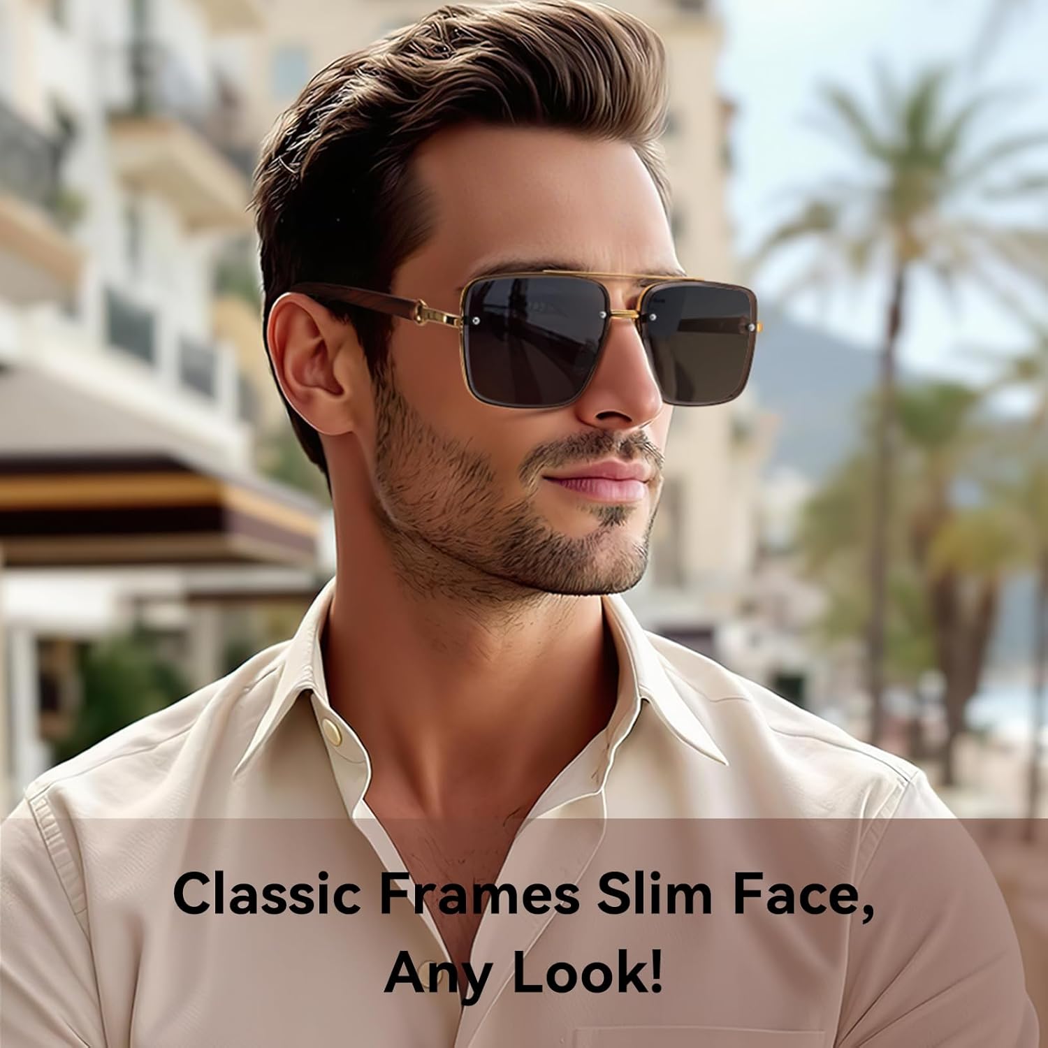 Dollger Overized Square Aviator Sunglasses for Men Women Fashion Imitation Wood Gradient Sunglasses - Image 3