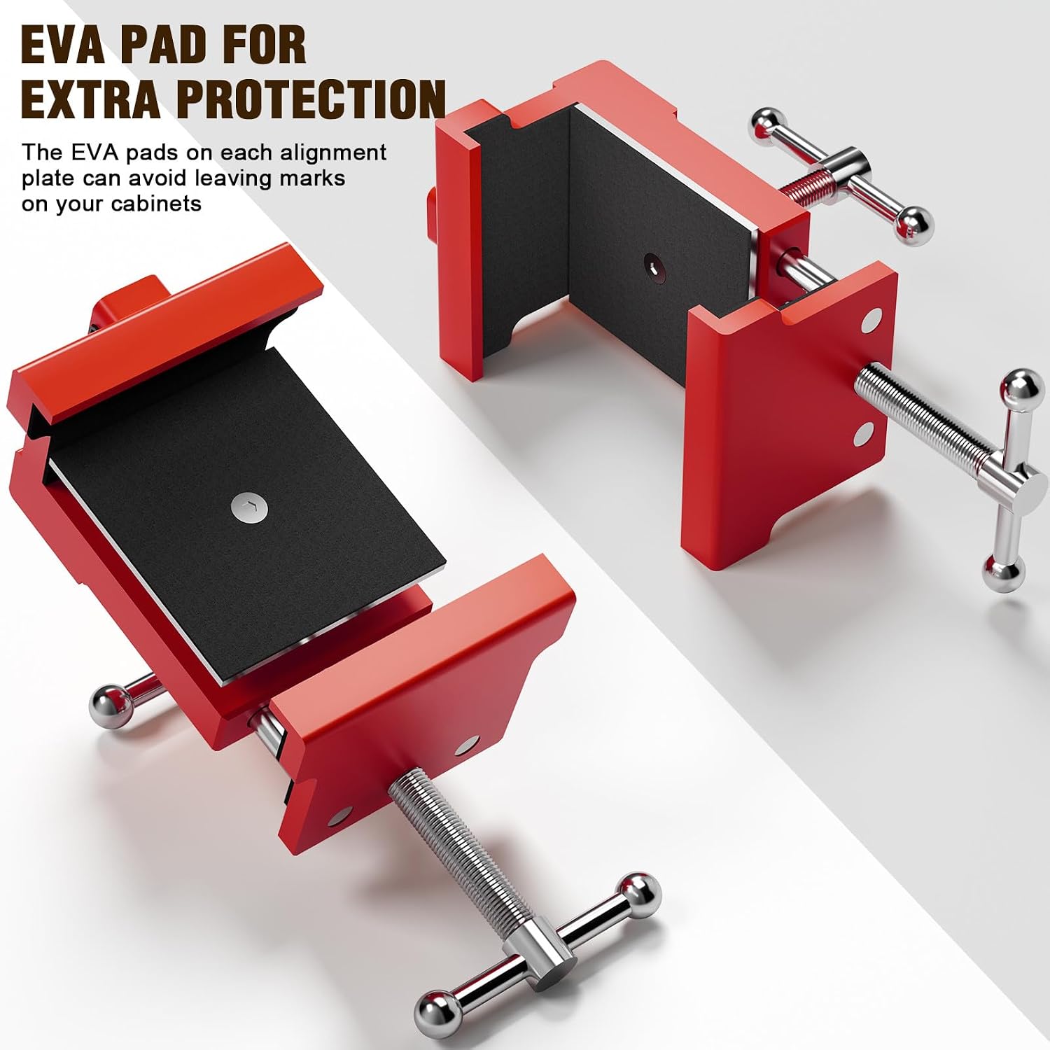 2-Pack Cabinet Clamps for Installing Cabinets, Face Frame Clamps Cabinet Installation Tools, Aluminum Alloy Cabinetry Claw w/Two Side Screws and Alignment Plate (Red 2Pack)