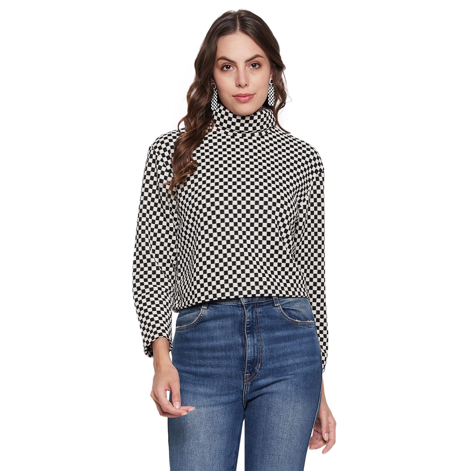 madame Women Color Block Black Top-picture-28