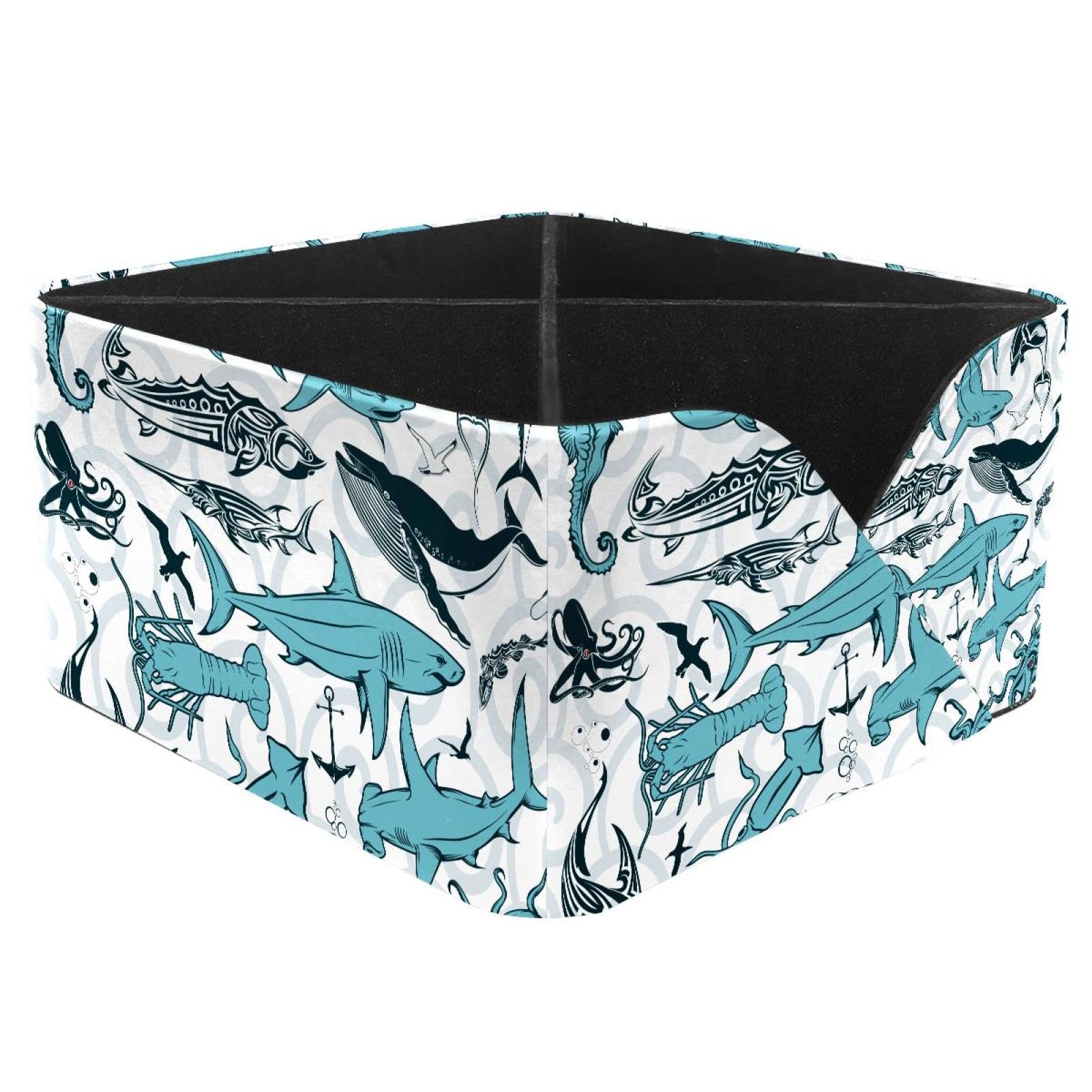 KengjuTesu Sea Creatures Desktop Organizer Pen Holder, Rectangular Pencil Cup for Office, Study and Makeup Stations