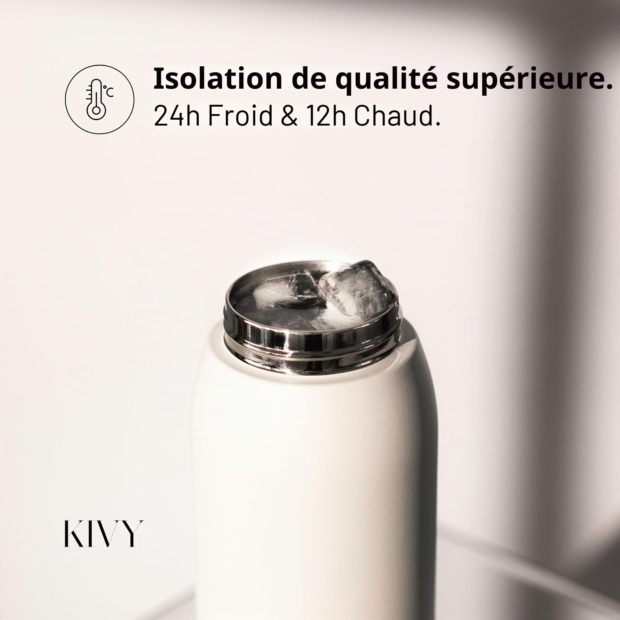 KIVY Gourde en acier inoxydable 1 l avec paille - Bouteille isotherme de 1 l - Passe au lave-vaisselle - Gourde Gym & Fitness - Gourde isotherme en acier inoxydable - Bouteille isotherme | 24 heures de froid, 12 heures de chaleur, anti-fuite, isotherme, b