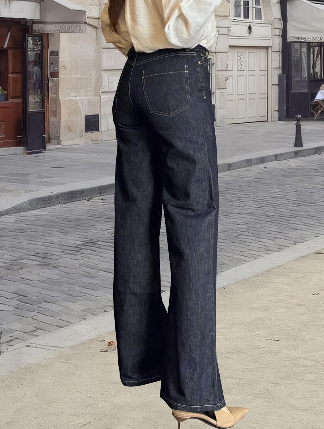 ZERMOM Women's Wide Leg Jeans Casual Stretch High Rise Baggy Loose Denim Pants