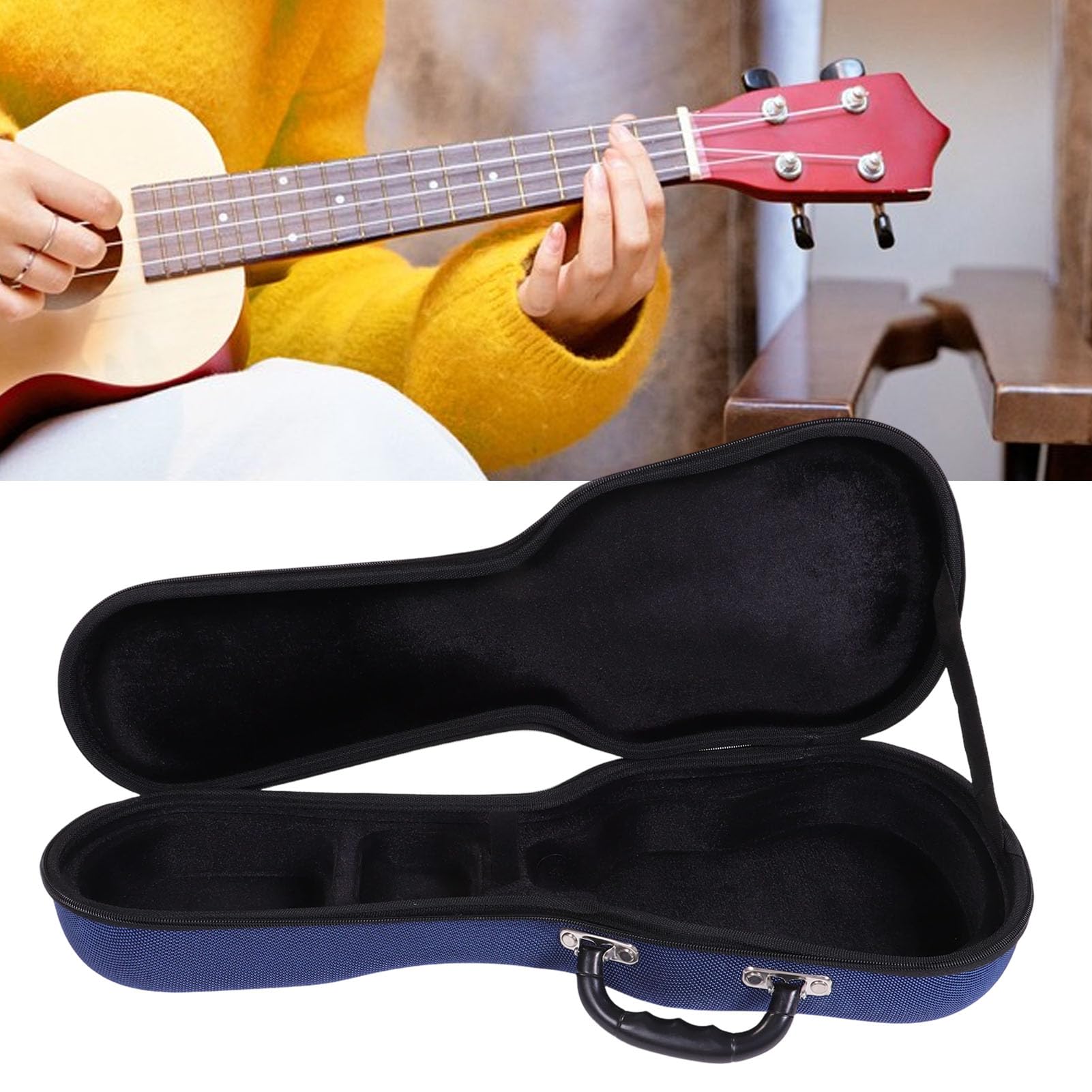 CHICIRIS Borsa per Chitarra Acustica Custodia per Chitarra Portatile da 21 Pollici con Tessuto in Poliestere 1200D Interno in Peluche, Fibbia per Collo e Tracolla Staccabile per Studenti di Ukulele
