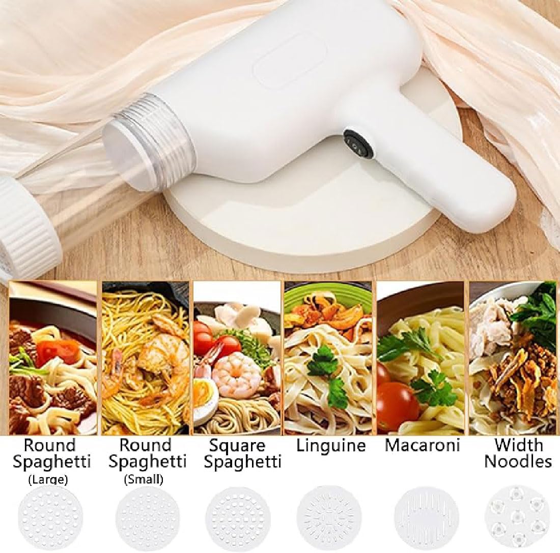 Idiyappam Maker Electric 2025 New Nudelmaschine Handheld Tragbar mit 6 Nudelscheiben Aufladbar für hausgemachte Spaghetti