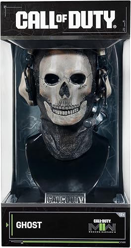 Miniatura 2 de Call of Duty Estatua de busto fantasma estatua de busto de 8 pulgadas que incluye máscara, auriculares decorativos y soporte de exhibición con peso