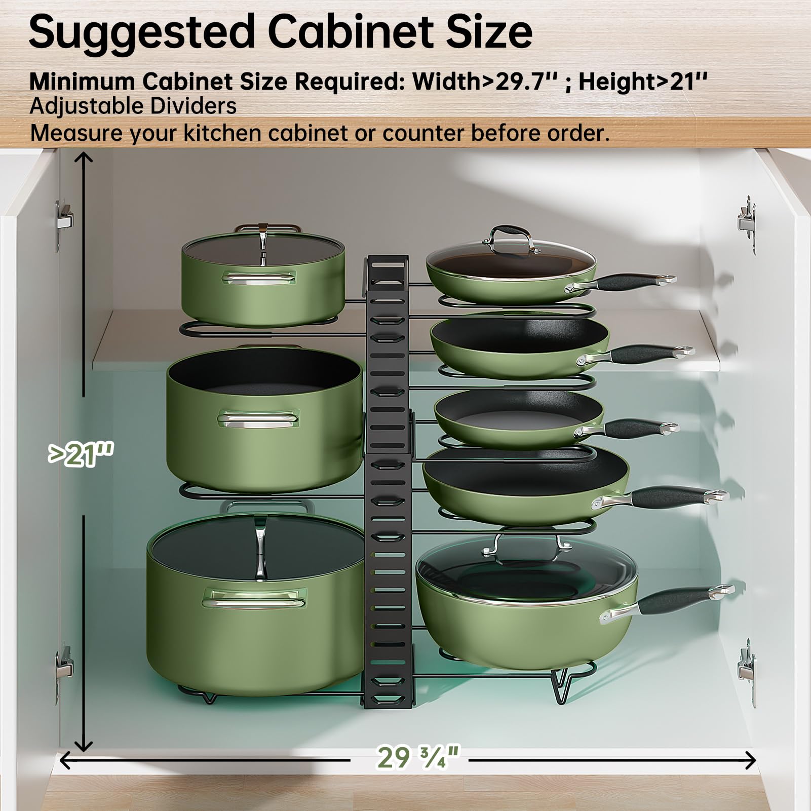 Snapklik.com : MUDEELA Pots And Pans Organizer Rack For Under Cabinet ...