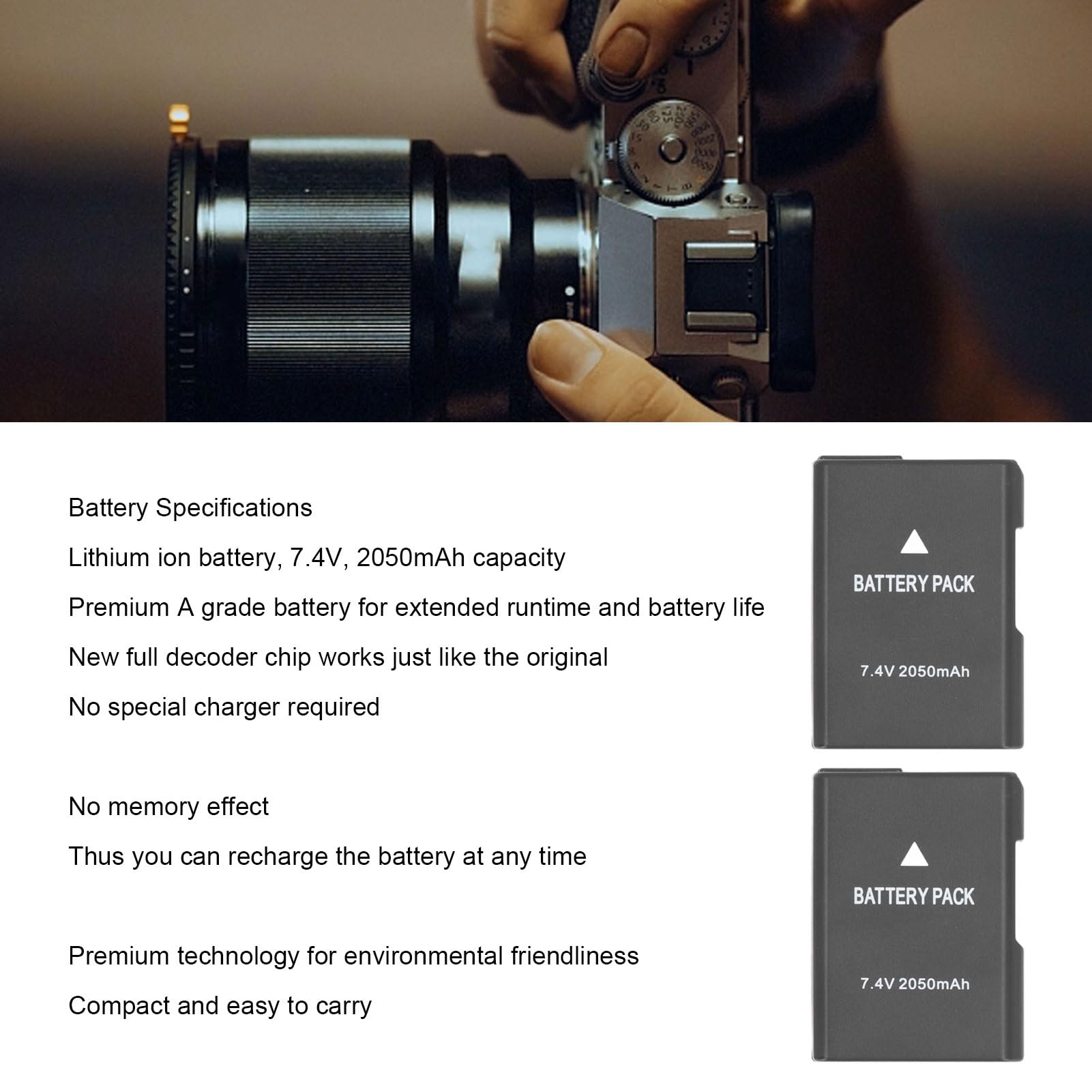 EN EL14/EN EL14A Akku, 2 Stück 7,4 V Kamera-Akku Ersatz 2050 MAh Li-Ionen-Akku für D3100 D3200 D3300 D3400 D3500 D5100 Digitale Spiegelreflexkamera
