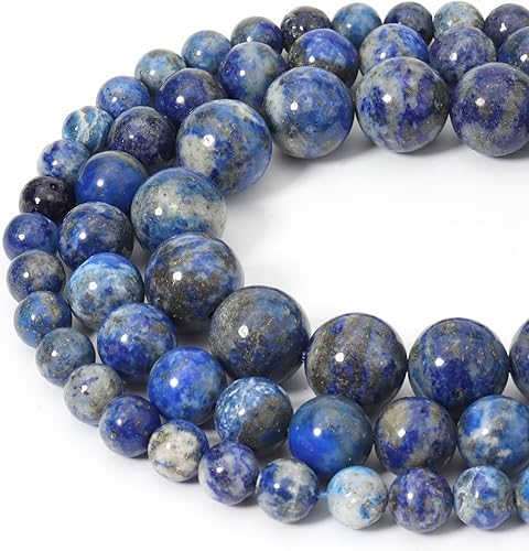 Miniatura 4 de Siomia 60 cuentas de piedras preciosas naturales de lapislázuli de 0.236 pulgadas (0.236 in) con cristal curativo energético, cuentas redondas