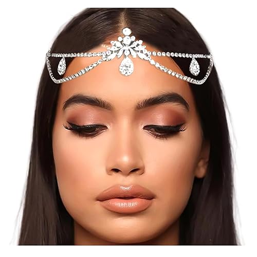 Miniatura 8 de NAISKA Cadena bohemia en capas con borlas doradas, diadema de lentejuelas, cadena para el cabello, joyería de Halloween, fiesta, baile de