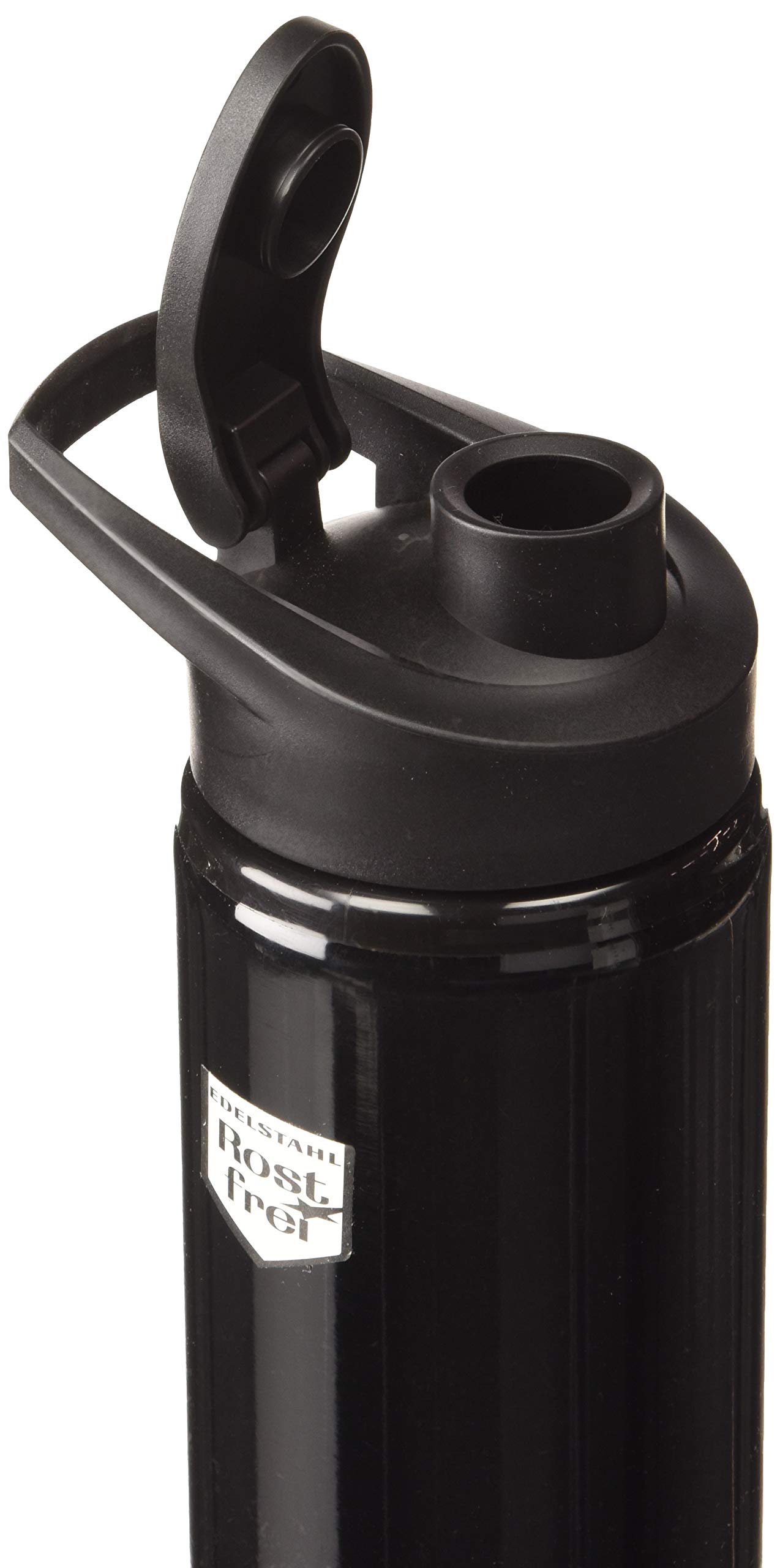 FISCHER Butelka do picia ze stali nierdzewnej z dużym otworem, nadaje się do zimnych i ciepłych napojów, 750 ml, czarna