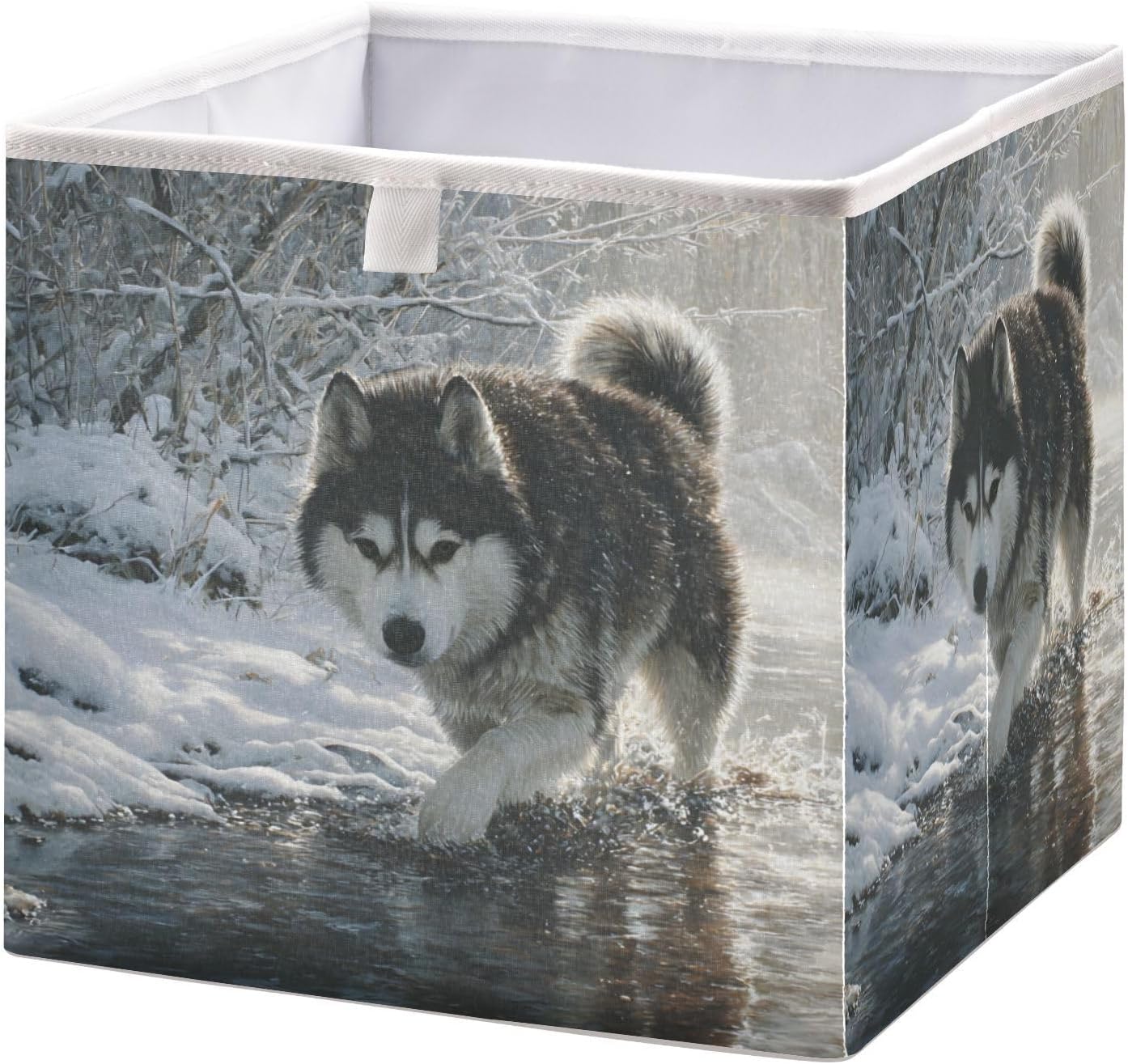 Alaskan Winter Snow Storage Bins for Organizing, Fabric Storage Basket, Foldable Organizer Cubes Square