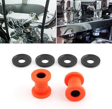Motorcycle Handlebar Riser Bushings Compatible with Harley Softail 2018-2024 Touring 1983-2025 Road King Road Street Electra Glide Orange+Black