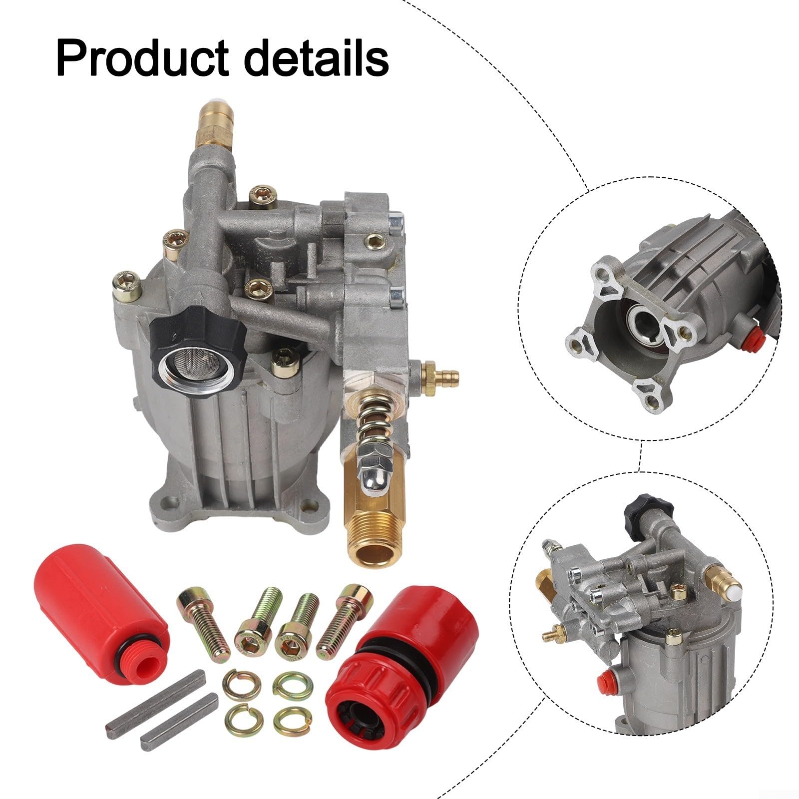 Pompa di ricambio per idropulitrice 3400 PSI a 2,5 GPM, albero da 3/4", pompa a gas orizzontale per motore a gas, adatta alla maggior parte delle idropulitrici, valvola di sfiato termico