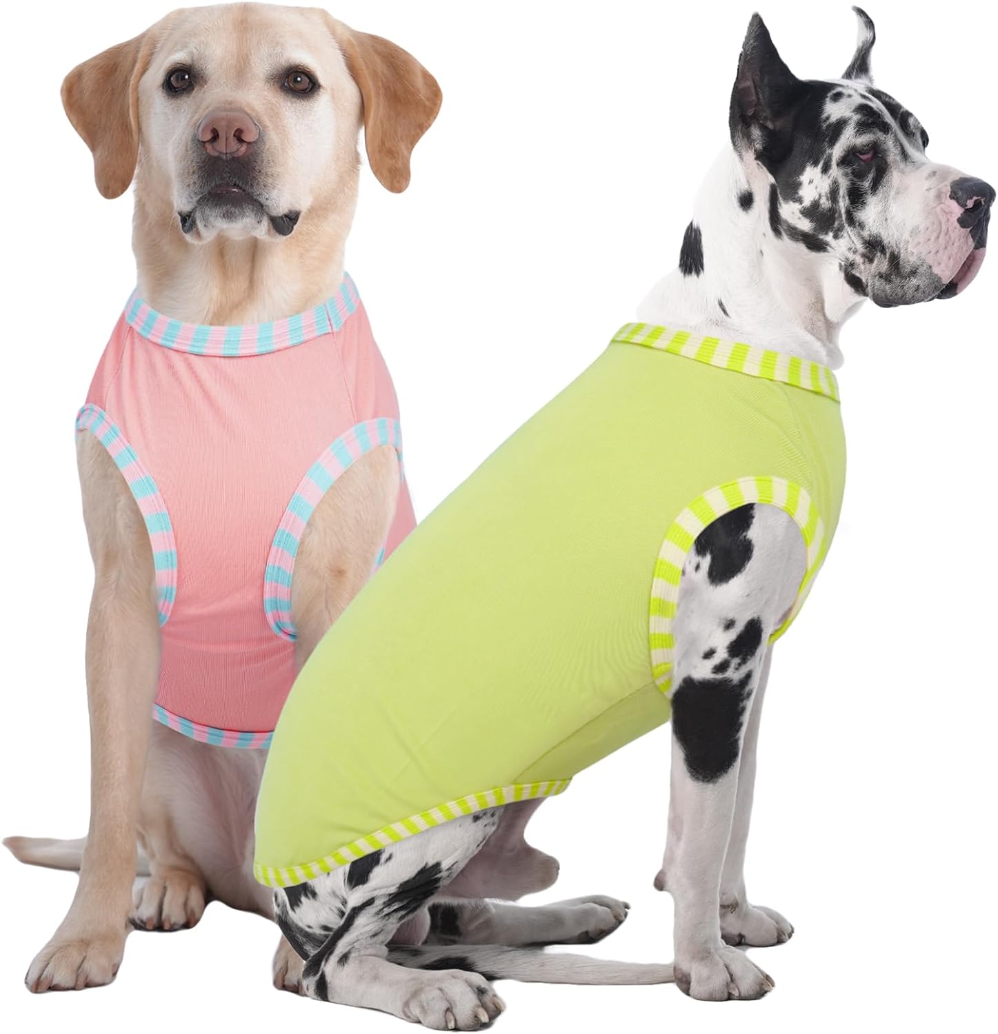 IECOii 2 Pack Great Dane Dog T Shirts | Comfortable Fabric Vest for Dogs with Sensitive Skin - Durable Fit - Spring, Summer, Fall Wear for Giant Breed, Pink+Green,5XL