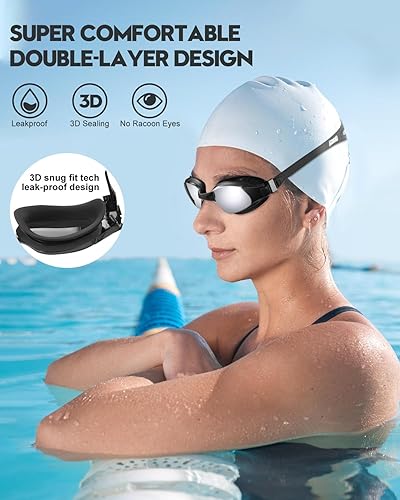 Miniatura 6 de Aegend Gafas de natación con tecnología antivaho mejorada, sin fugas, silicona suave para adultos, mujeres, hombres y jóvenes