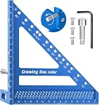 8.5 inch 3D Multi-Angle Measuring Ruler-Large Precision Woodworking | 3D Square Protractor 15-90 Degree and Miter Triangle-Aluminum Alloy Drawing Line Ruler for Engineer Carpenter Red
