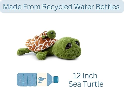 Miniatura 7 de The Petting Zoo Peluche de tortuga marina para mamá y bebé, regalos para niños, animales oceánicos Pocketz, juguete de peluche de tortuga marina de