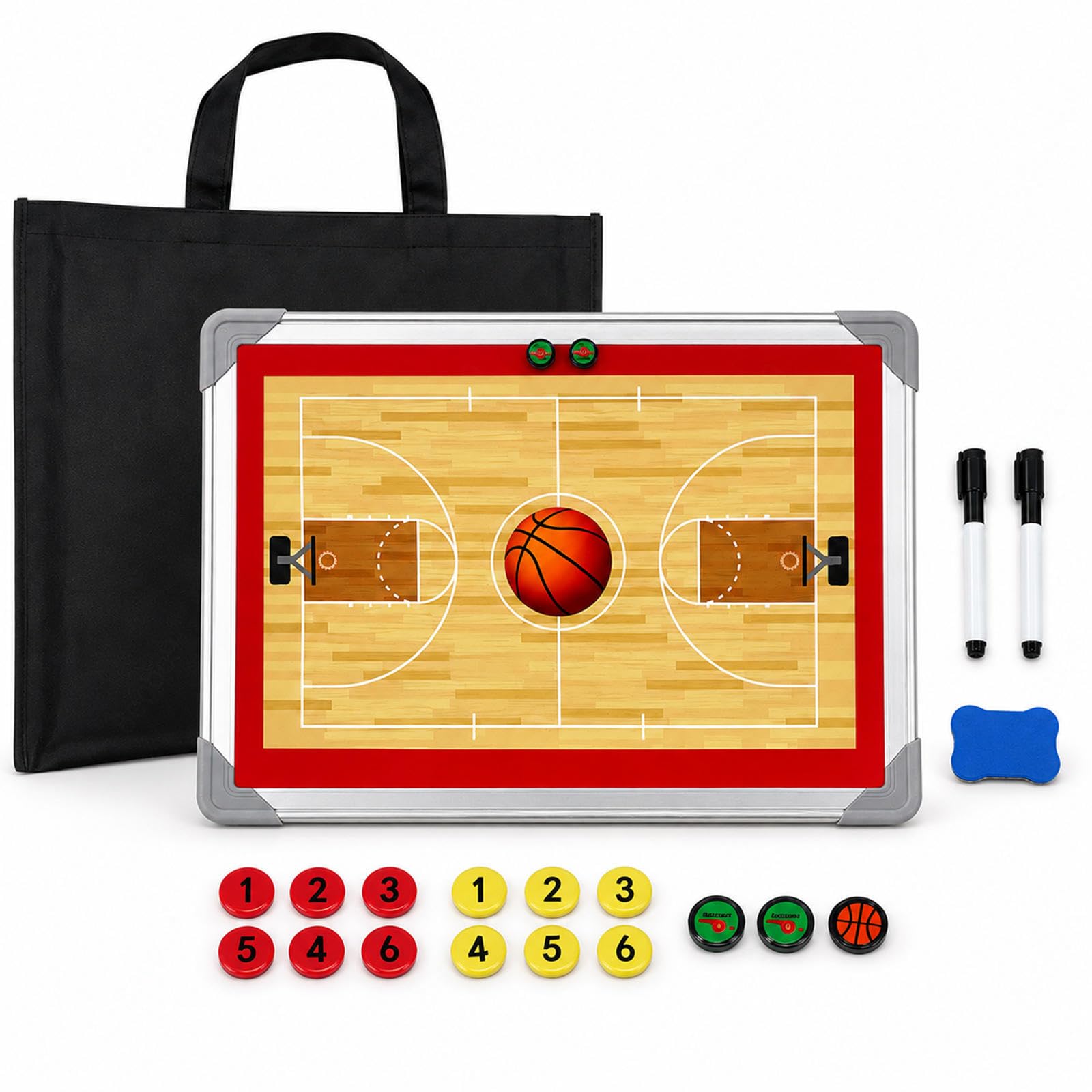 Pizarra Táctica de Baloncesto Magnética, Cancha y Reverso Borrable