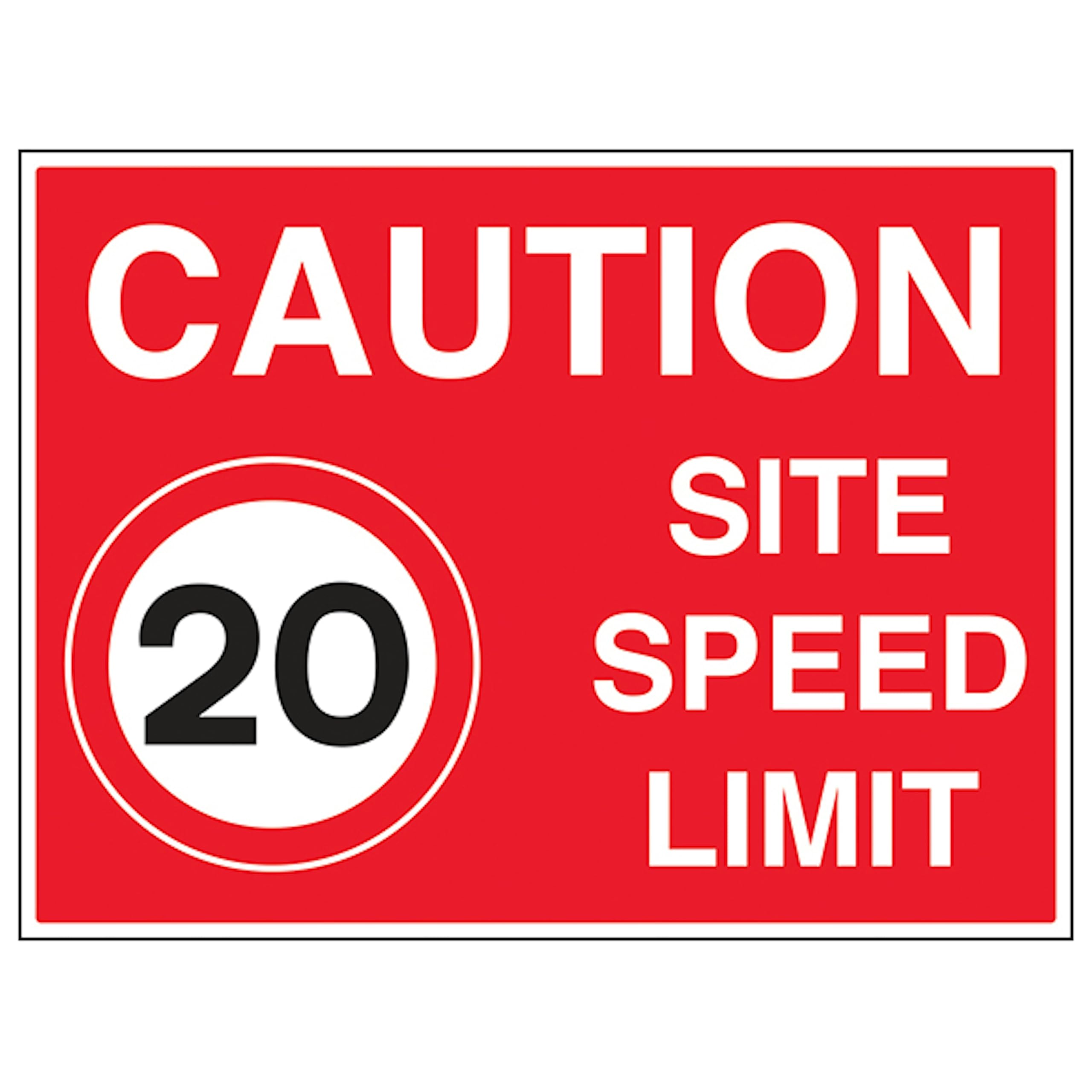 V Safety 20 MPH Site Speed Limit 600 x 450 mm - 3mm Reflective Aluminium Composite Safety Sign, White