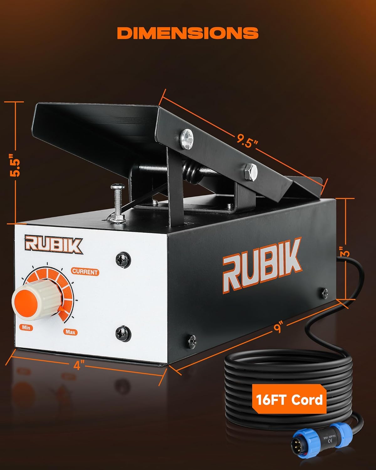 RUBIK TIG Welding Foot Pedal, Remote Amp Control, 10 Feet Cable, Compatible with 5-Pin Torch Control Machines for Rubik ACDC 200