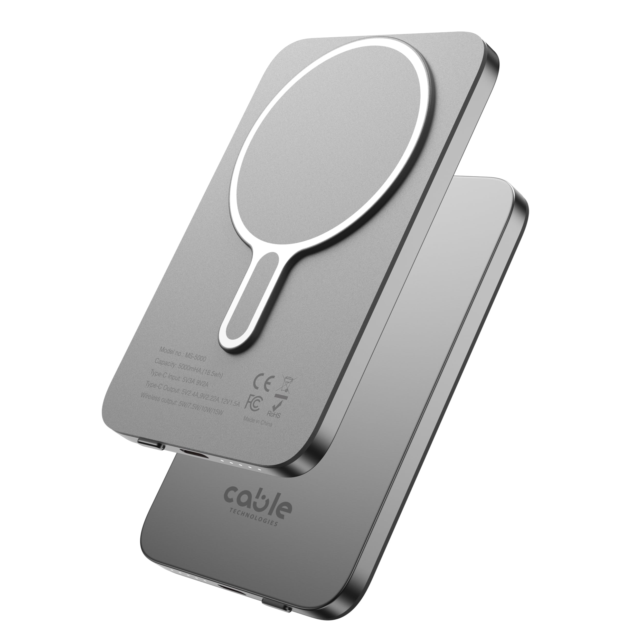 Magnetische externe batterij, 5000 mAh, powerbank, PD20w
